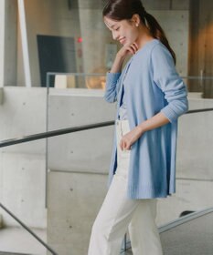 Tiaclasse 【洗える】ラウンドネックミドル丈ニットカーディガン