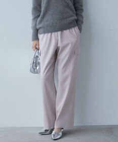 ICB 【洗える】ウォームサテン ワイドストレートカーゴパンツ