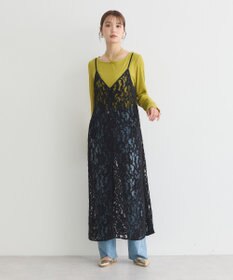 earth music&ecology 起毛レースレイヤードキャミワンピース