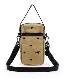 LeSportsac MINI PHONE CROSSBODY/モカブラックハートエンブロイダリー