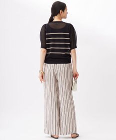 自由区 S 【カタログ掲載・セットアップ対応・洗える】リネンビスコースストライプドロスト パンツ