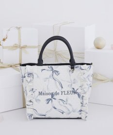 Maison de FLEUR ツイードリボンプリント2WayバッグM