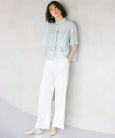 23区 【洗える】リネンヴィスコースストレッチ マリンパンツ