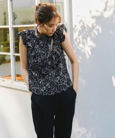 Tiaclasse 【新色追加・洗える】花柄フリルシャツブラウス