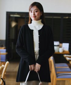 Tiaclasse 【洗える】ラウンドネックミドル丈ニットカーディガン