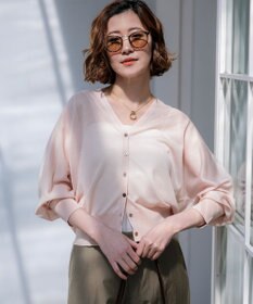 23区 【WEB&一部店舗限定カラーあり】シャイニーシアー ドルマンスリーブ カーディガン ピンク系