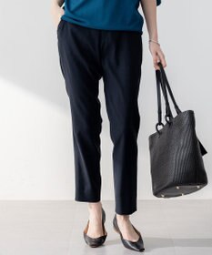 23区 【洗える】リネンレーヨンストレッチ テーパード パンツ ネイビー系