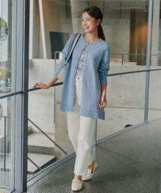 Tiaclasse 【洗える】ラウンドネックミドル丈ニットカーディガン