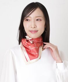 MOONBAT 【シルク100%】FURLA (フルラ) ダイアゴナルチェック 格子柄 シルクプリントスカーフ 58cm×58cm UV対策 手洗い可能