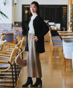 Tiaclasse 【洗える】ラウンドネックミドル丈ニットカーディガン