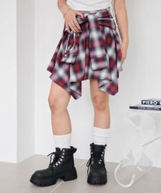 WEGO チェックシャツイレヘムミニスカート