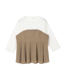 Green Parks ７分袖ビスチェドッキング風カットプルオーバー