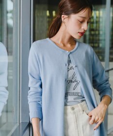 Tiaclasse 【洗える】ラウンドネックミドル丈ニットカーディガン