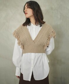 #Newans 【洗える】カシミヤブレンドバルキーデザインニットベスト