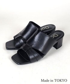 Dominic3 型押しヒール レザーVカットミュール