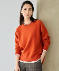 自由区 ウールカシミヤブレンドラグランスリーブ ニット オレンジ