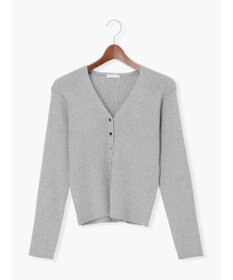 Te chichi ウェーブメタル釦Vネックリブカーディガン