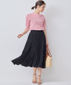 組曲 L 【WEB限定】編地切り替え 半袖ニット