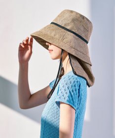 MOONBAT 【遮光100％/遮熱/UV/UPF50+/コンパクト】ネックガード付きハット 帽子 無地 サイズ調整可能 手洗い可能