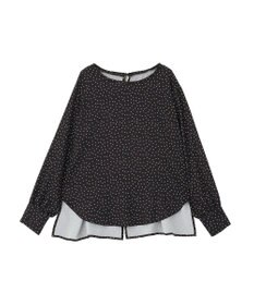 Green Parks ドットイージーケアバックスリットブラウス