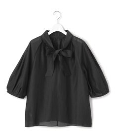 23区 L 【WEB&一部店舗限定/洗える】ライトシアーミクスチャー ボウタイ ブラウス