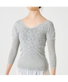 Chacott 【ノーソーイングニット】レーシーＶネックニットトップ