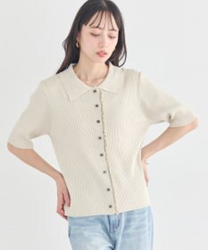 earth music&ecology ミニフリルポロカーディガン