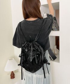 WEGO ドロストリボンギャザーナップサック