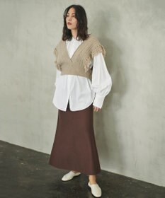 #Newans 【洗える】カシミヤブレンドバルキーデザインニットベスト