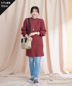 Tiaclasse L 【洗える】ダイヤ地柄ニットチュニック