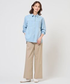 J.PRESS LADIES 【WEB限定】セルロースリネンストレッチ ワイドストレート パンツ