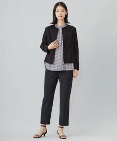 J.PRESS LADIES L 【洗える】ポリエステルヴィスコースブロックチェック バンドカラー ブラウス