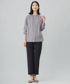 J.PRESS LADIES L 【洗える】ポリエステルヴィスコースブロックチェック バンドカラー ブラウス