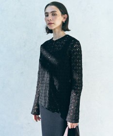 UNFILO 【前後着用可能】ラッセルレース 2WAYプルオーバー ブラック