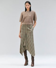 BEIGE， SELMA / チェックウールラッフルスカート
