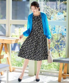 Tiaclasse 【洗える】大人華やかなノースリーブ花柄ワンピース