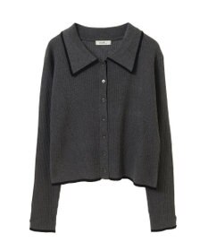 earth music&ecology バイカラートリムニットカーディガン