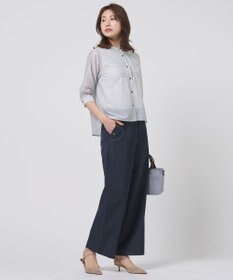 J.PRESS LADIES L 麻シェルドライ ワイド ストレート パンツ