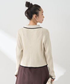 earth music&ecology バイカラートリムニットカーディガン