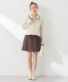 earth music&ecology バイカラートリムニットカーディガン