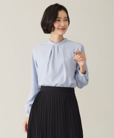 J.PRESS LADIES L 【洗える】ヌーディスバックサテン スタンドカラー ブラウス