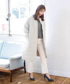 Tiaclasse L 【洗える】アラン柄キーネックニットトップス