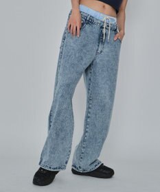 WEGO 【ユニセックス着用ITEM/MLサイズ展開/ウエストゴム】ボクサードッキングデニムパンツ