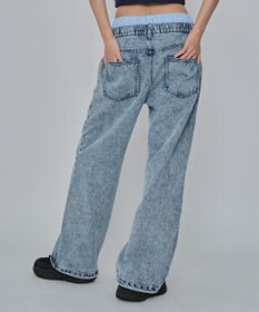 WEGO 【ユニセックス着用ITEM/MLサイズ展開/ウエストゴム】ボクサードッキングデニムパンツ