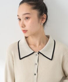 earth music&ecology バイカラートリムニットカーディガン