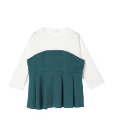 Green Parks ７分袖ビスチェドッキング風カットプルオーバー