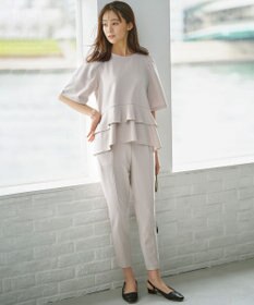 組曲 L 【接触冷感・吸湿・UVカット】ジョーゼットジャージーフリルブラウス