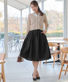 Tiaclasse 【新色追加・選べる丈】麻調タックフレアスカート