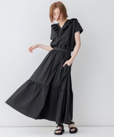 23区 L 【一部店舗限定/洗える】ハイカウントウェザーストレッチ フリル ブラウス