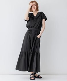 23区 L 【一部店舗限定/洗える】ハイカウントウェザーストレッチ フリル ブラウス